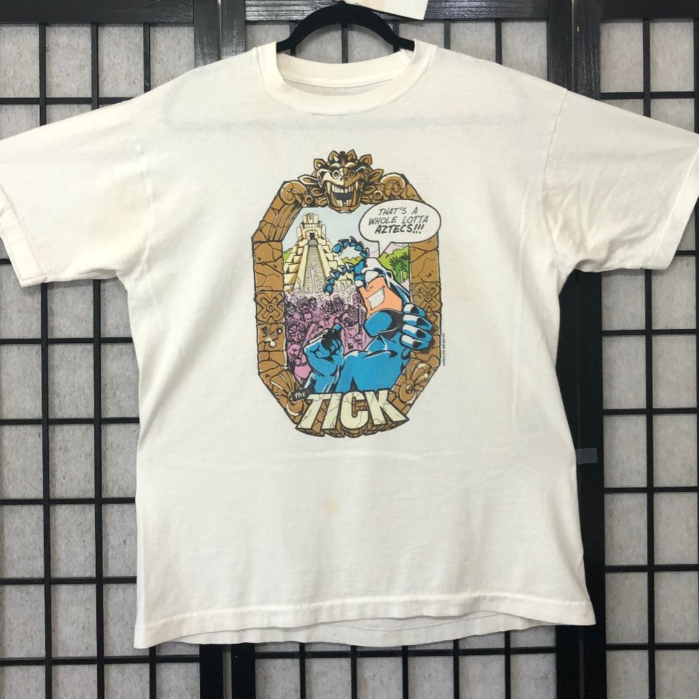 Rare 90s The Tick Vintage T shirt Tee XL Ben Edlund Comics Whole Lotta Aztecs PP